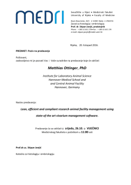 Poziv na predavanje koje će održati Matthias Ottinger, PhD
