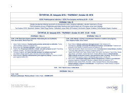 ČETVRTAK, 20. listopada 2016. / THURSDAY