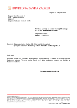 Obavijest o ostavci člana NO