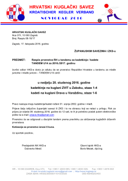 Raspis U14 - Hrvatski kuglački savez