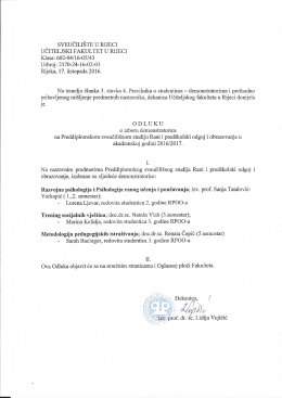 Demonstratorice na preddiplomskom studiju RPOO