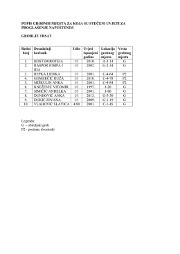 popis grobnih mjesta za koja su stečeni uvjeti za