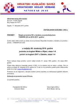 Raspis U23 - Hrvatski kuglački savez