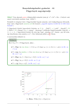 Bonyolults&aacute;gelm&eacute;let gyakorlat &ndash; 01 F&uuml;ggv&eacute;nyek nagys&aacute;grendje