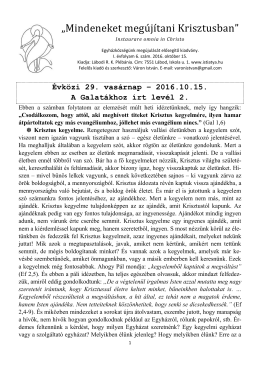 Mindeneket meg&uacute;j&iacute;tani Krisztusban