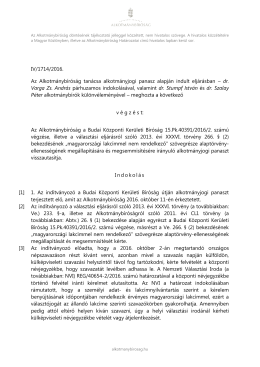 IV/1714/2016. Az Alkotmánybíróság tanácsa alkotmányjogi panasz