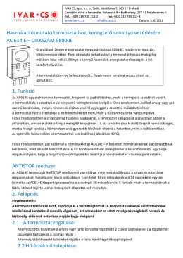 Haszn&aacute;lati &uacute;tmutat&oacute; termoszt&aacute;thoz, keringtető szivatty&uacute;