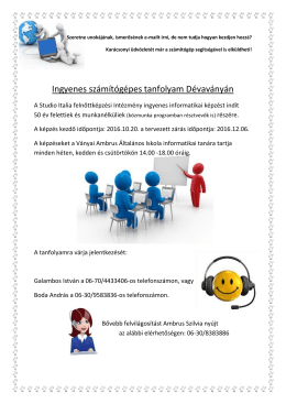 Ingyenes sz&aacute;m&iacute;t&oacute;g&eacute;pes tanfolyam D&eacute;vav&aacute;ny&aacute;n