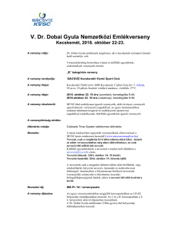 V. Dr. Dobai Gyula Nemzetközi Emlékverseny