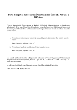 Bursa Hungarica Felsőoktatási Önkormányzati Ösztöndíj Pályázat a