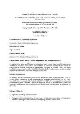 Anyagmozgatási és Logisztikai Rendszerek Tanszék, tanszékvezető