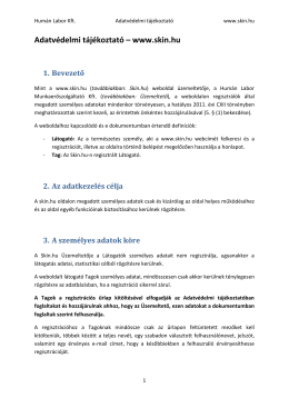 Adatvédelmi tájékoztató – www.skin.hu