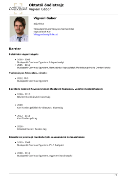 Oktatói önéletrajz - Budapesti Corvinus Egyetem