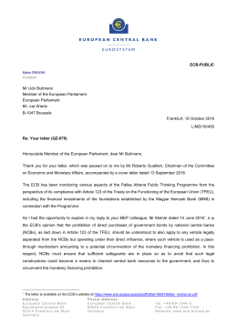 Letter from the ECB President to Mr Bullmann, MEP, on the activities
