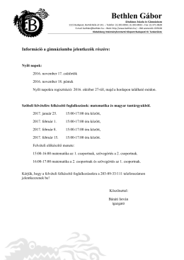 Tovább... - Bethlen Gábor Általános Iskola és Újreál Gimnázium