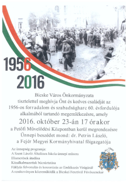 Page 1 Bicske Város Önkormányzata tisztelettel meghívja Öntés