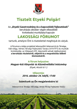 Tisztelt Etyeki Polg&aacute;r!