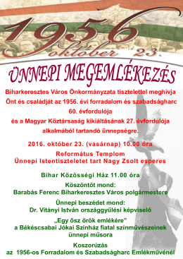 2016. okt&oacute;ber 23. (vas&aacute;rnap) 10.00 &oacute;ra Reform&aacute;tus