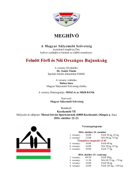 2016 Felnőtt OB d&iacute;szmegh&iacute;v&oacute; - Magyar S&uacute;lyemelő Sz&ouml;vets&eacute;g
