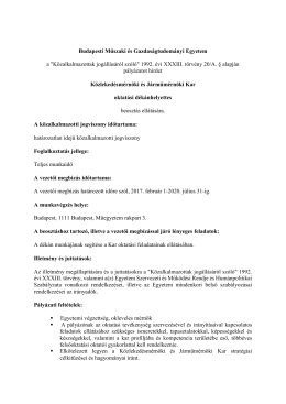 oktatási dékánhelyettes - Közlekedésmérnöki és Járműmérnöki Kar