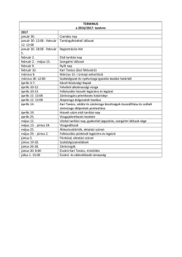 TERMINUS a 2016/2017 tanév II. félévére, Tavaszi szemeszter