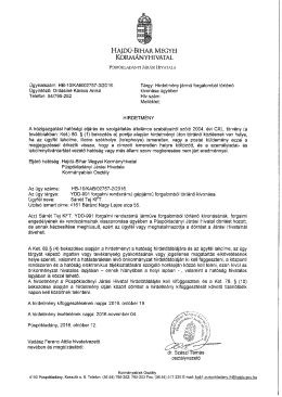 A Püspökladányi Járási Hivatal hirdetménye az YDD