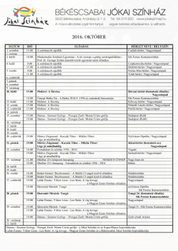 2016. október - Jókai Színház