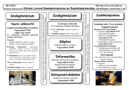Tanított szakmák - Eötvös Loránd Szakközépiskolája és Szakiskolája