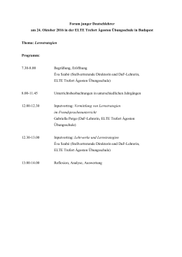Forum junger Deutschlehrer am 24. Oktober 2016 in der ELTE Trefort