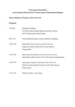 Forum junger Deutschlehrer am 20. Oktober 2016 in der ELTE Trefort