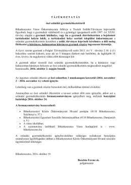 T &Aacute; J &Eacute; K O Z T A T &Aacute; S őszi sz&uuml;nidei