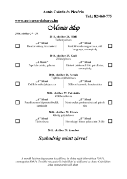 Men&uuml;s &eacute;tlap 2016. okt&oacute;ber 24-29