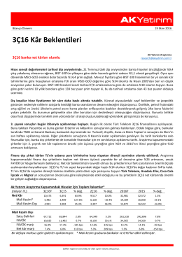 3Ç16 Kâr Beklentileri