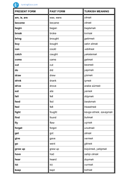 PRESENT FORM PAST FORM TURKISH MEANING