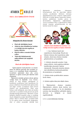 Kitapçıkta Ele Alınan Konular Okul aile işbirliğinin