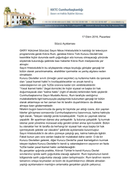 17 Ekim 2016, Pazartesi S&ouml;zc&uuml; A&ccedil;ıklaması GKRY H&uuml;k&uuml;met S&ouml;zc&uuml;s&uuml;
