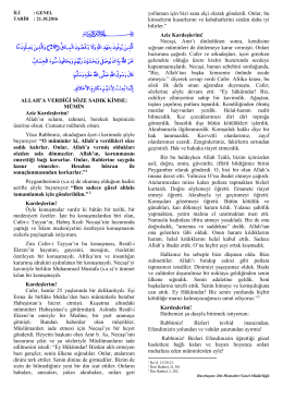 ALLAH`A VERDİĞİ S&Ouml;ZE SADIK KİMSE - Haber50