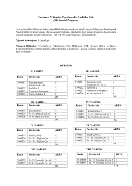 Fransızca M&uuml;tercim Terc&uuml;manlık Anabilim Dalı &Ccedil;ift Anadal Programı