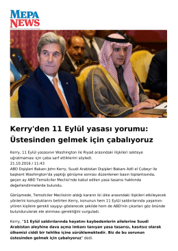 Kerry`den 11 Eylül yasası yorumu: Üstesinden gelmek