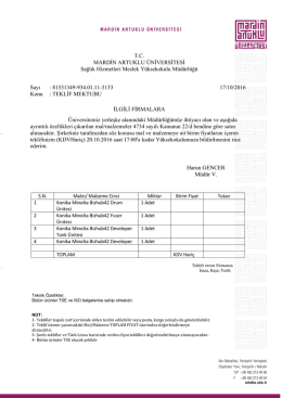 teklif mektubu - Mardin Artuklu &Uuml;niversitesi