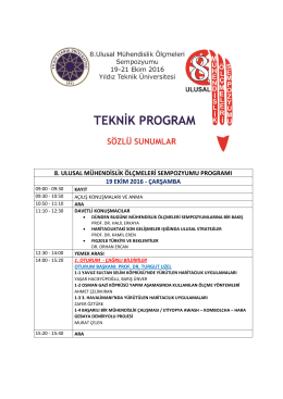8. ulusal mühendislik ölçmeleri sempozyumu programı 19 ekim 2016