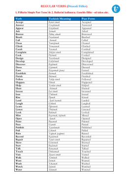 REGULAR VERBS (Düzenli Fiiller) Verb Turkish