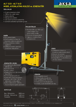 ALT 12 D -ALT 16 D MOBİL AYDINLATMA KULESİ ve