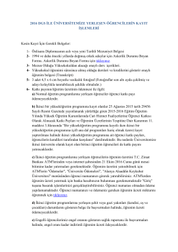 2016 DGS İLE ÜNİVERSİTEMİZE YERLEŞEN ÖĞRENCİLERİN