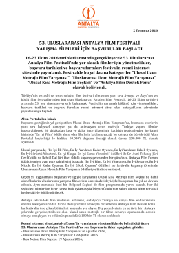 53. uluslararası antalya film festivali yarışma filmleri için başvurular