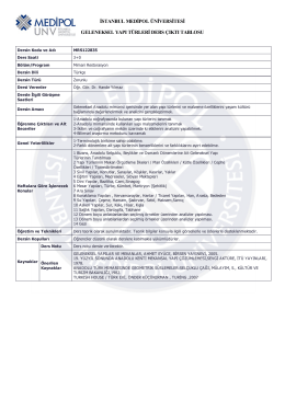 istanbul medipol &uuml;niversitesi geleneksel yapı t&uuml;rleri ders &ccedil;ıktı tablosu