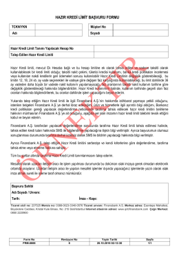 hazır kredi limit başvuru formu