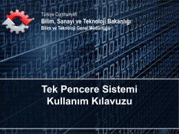 Tek Pencere Sistemi Kullanım Kılavuzu