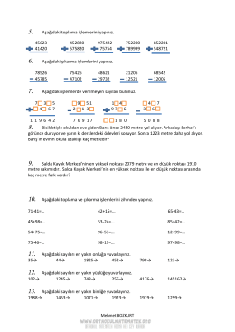 5. Aşağıdaki toplama işlemlerini yapınız. 45623 452820 975422