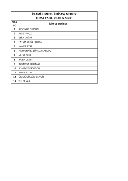 islami ilimler - ihtisas / merkez cuma 17.00